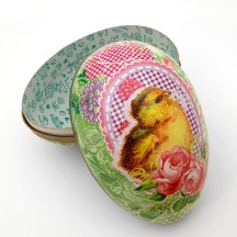 6" Papier Mache Gingham Chick Easter Container ~ Germany